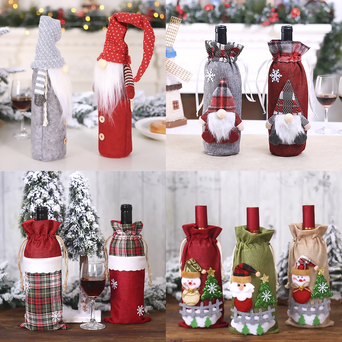 QIFU Santa Claus Wine Bottle Cover Merry Christmas Decorations for Home 2019 Christmas Ornament Navidad Natal Gift New Year 2020