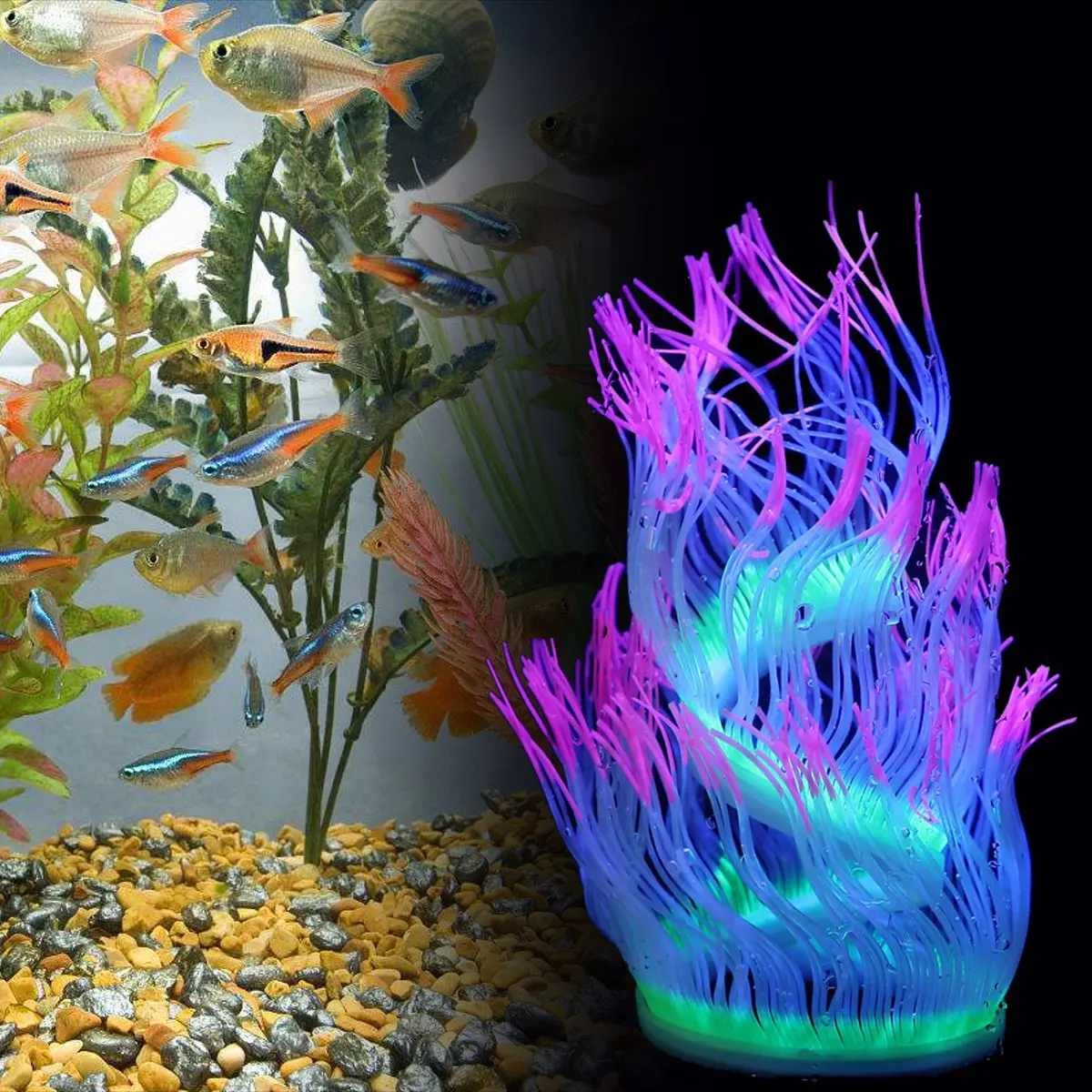 Силиконовый аквариумный искусственный Коралл, морской анемон, украшение для аквариума, имитация растений, водный домашний орнамент для домашних животных, 6 цветов, 50 см