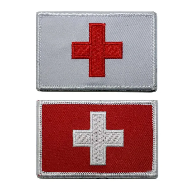 

3D Embroidered Red White Switzerland Flag Patch Sew On Clothes Armband Backpack Sticker DIY Applique 8CM X 5CM