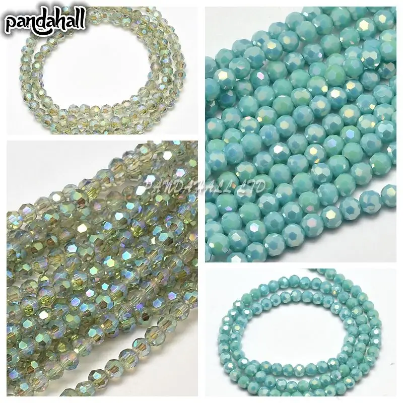

Faceted Round Full Rainbow Plated Electroplate Glass Beads Strands, 4mm, Hole: 1mm; about 100pcs/strand, 14.9"