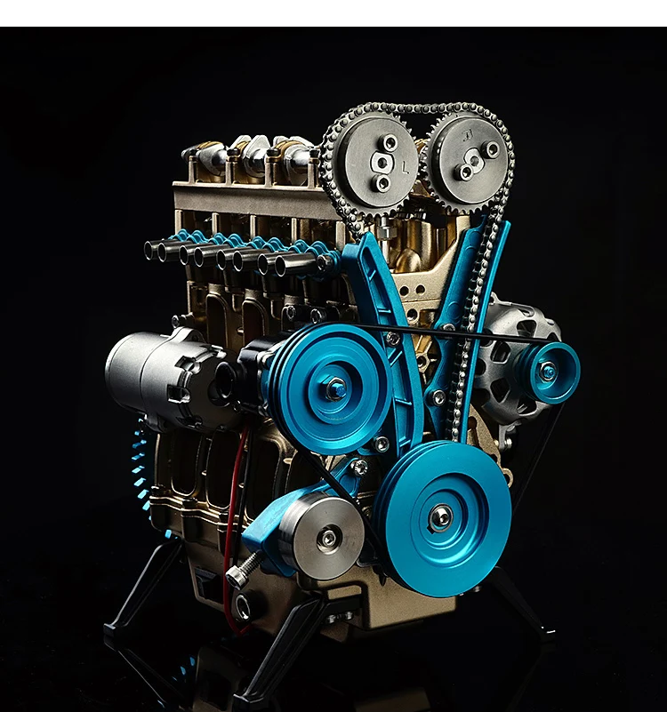 Полностью Металлическая сборка четырехцилиндрового встроенного бензинового двигателя модели строительные наборы для игрушек подарок