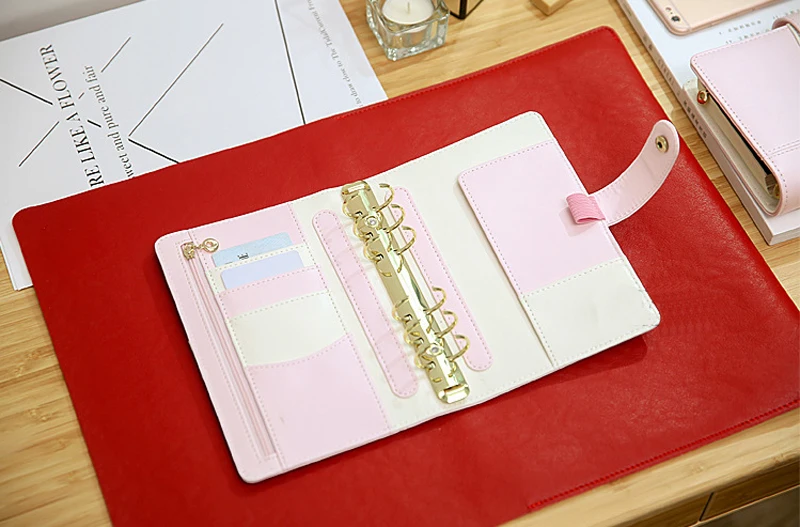 Macaron Cute Leather Spiral Notebooks Planner Notepad Agenda Organizador Office School Diary binder Weekly Planner stationery A6001