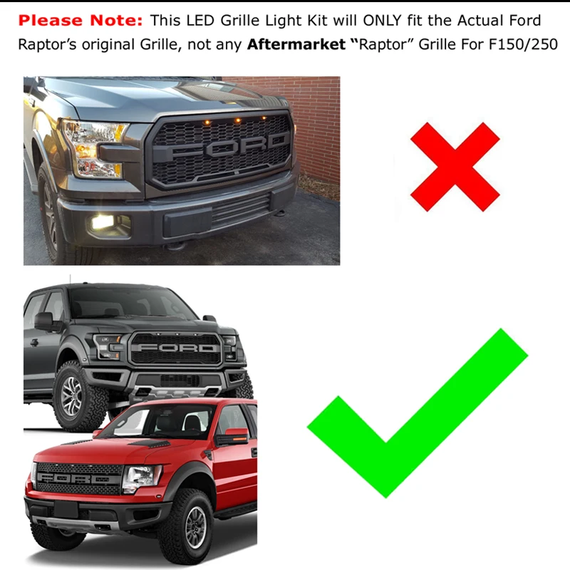 Светодиодные лампы для решетки радиатора Ford Raptor 2010 2014 и 2017 up 3 шт.|Сигнальная