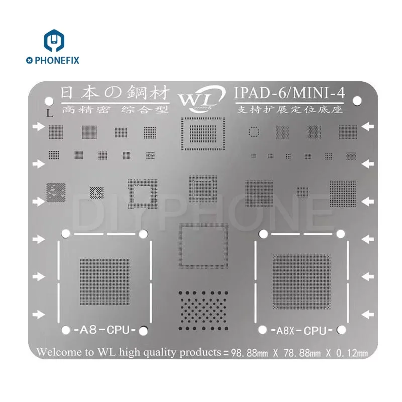

WL BGA Reballing Stencil Templates Soldering Tin for iPhone 5 6 7 8 Series iPad 234 Air12 Mini1234 Pro PCB motherboard repair