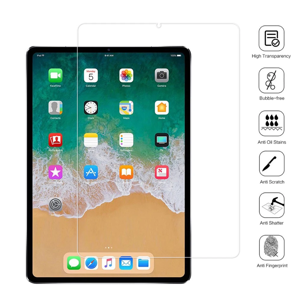 

2.5D Tempered Glass Film 9H Tablet Screen Protector Anti-Fingerprint Scratch-proof for New iPad 9.7 iPad Pro 11 & 12.9