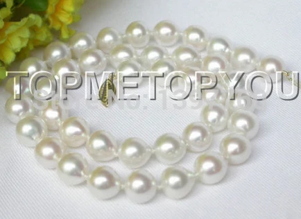 

Miss charm Jew.152 GENUINE 17" BAROQUE 10MM WHITE SOUTH SEA PEARL NECKLACE 14KGP