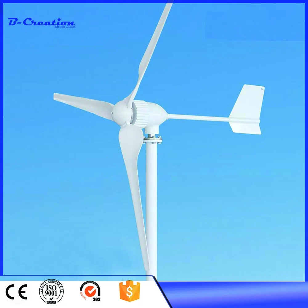 800W Wind Generator 3 Blades with 24V/48V AC Output, Tail Turned Brake Protection, CE Certificate Approved