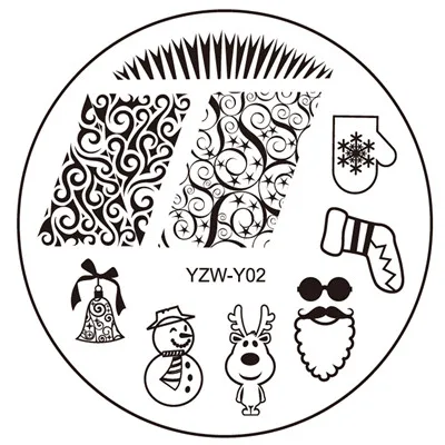 YZWLE, 1 шт., 5,5 см, Круглый шаблон для стемпинга для нейл-арта, пластина для изображения, YZW-Y, серия для штамповки ногтей, маникюрный набор трафаретов - Цвет: Y02