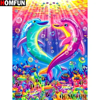 

HOMFUN Full Square/Round Drill 5D DIY Diamond Painting "Cartoon dolphin" Embroidery Cross Stitch 5D Home Decor Gift A14721