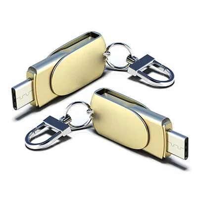 Металлический USB флеш-накопитель C типа OTG для кабеля адаптера для телефона, стилус type-C Flash 128 ГБ 16 г 64 г 32 г диск USB C Pendrive 64 г - Цвет: Gold Color