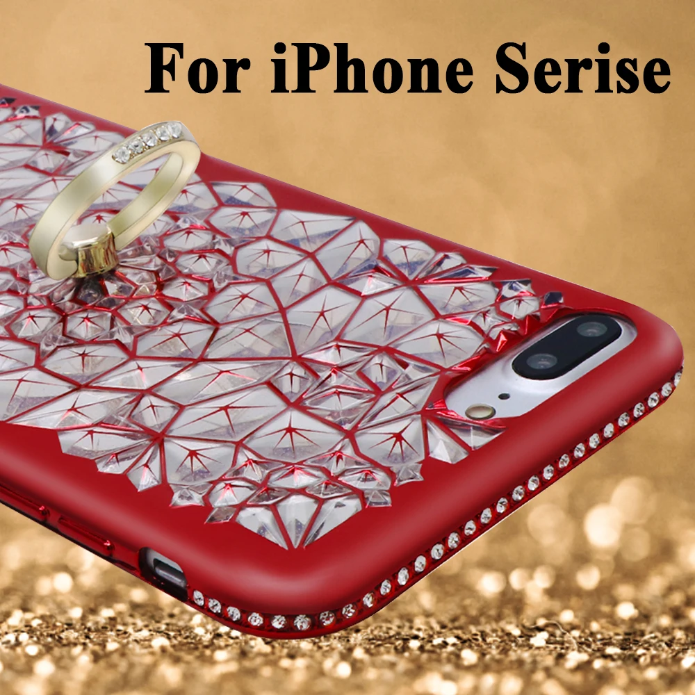 I Phone X s Xs Case On The For iPhone 8 7 Plus Glitter 7plus 8plus iph Sparkly Back Cover Coque Clear With Ring Luxury Kickstand |