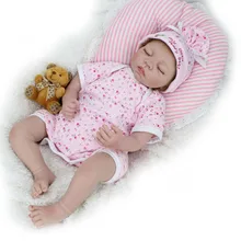 Спальный Реалистичная кукла 2" Мягкие силиконовые Reborn Baby Куклы Мода игрушки закрытым Средства ухода для век с медведем и Подушки Детские подарок