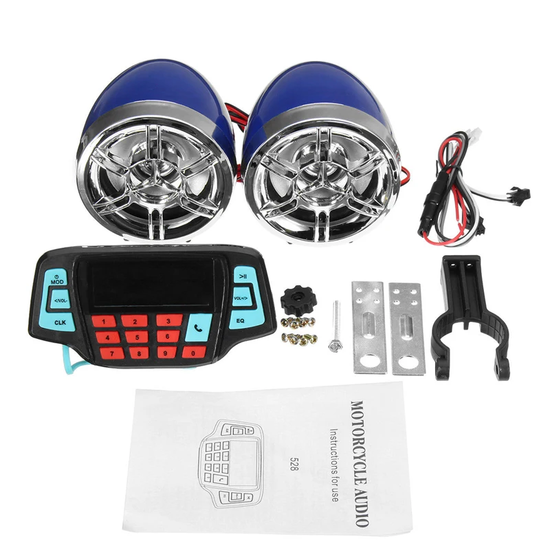 

Motorcycle Handlebar Audio System Bluetooth USB SD FM Radio MP3 Speakers DC 12V