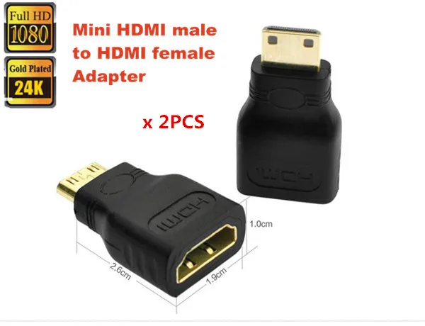 2pcs 1080P Mini HDMI type C Male to Standard HDMI type A