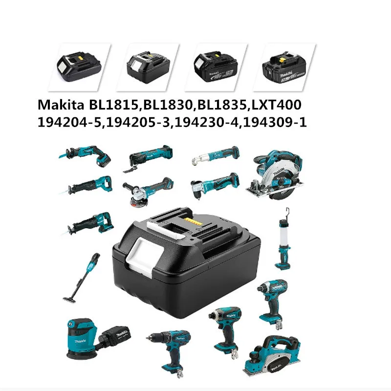 

LED Light High quality 18V 6000mAh Replacement Li-ion Battery for Makita Power Tool 194309-1 BL1850 BL1830 BL1840 LXT400 Bl1815