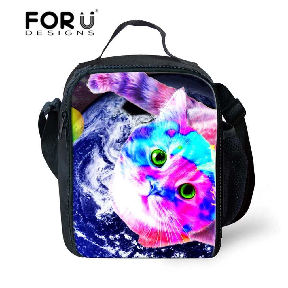 FORUDESIGNS Tumblr стиль 3D Galaxy Cat сумка для обедов с принтом сумка для хранения коробок изолированная сумка для пикника высокое качество