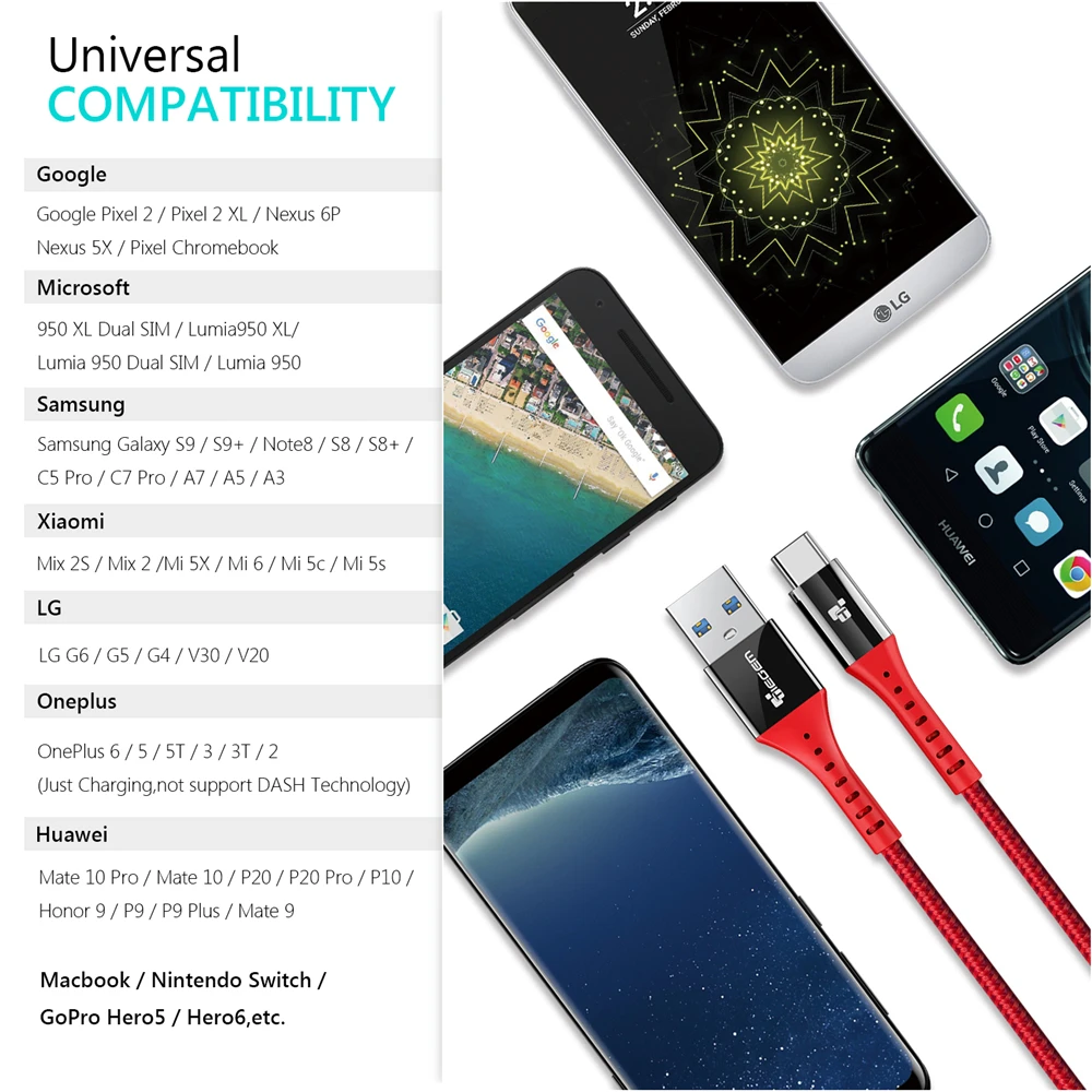 TIEGEM USB 3,0 Тип C 2.4A USB C кабель для huawei быстрой зарядки Тип usb-C кабель для samsung S9 S8, google Pixel 2