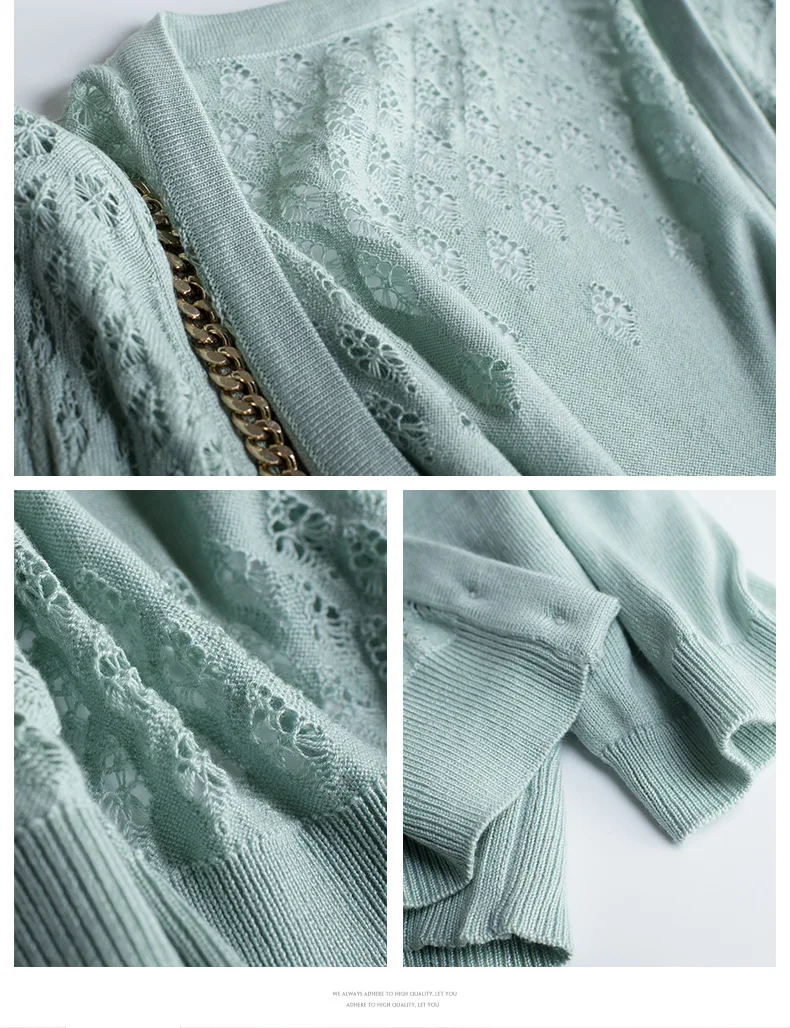 Летняя мода женское тонкое пальто короткий параграф полый трикотаж небольшой платок 7 очков рукав
