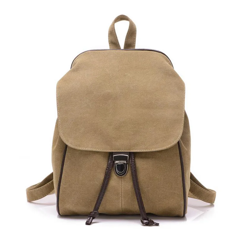 Fashion Leisure Pure Color Canvas Women Backpack Retro Tide Simple Travel Rucksack Schoolbag For Students Travel