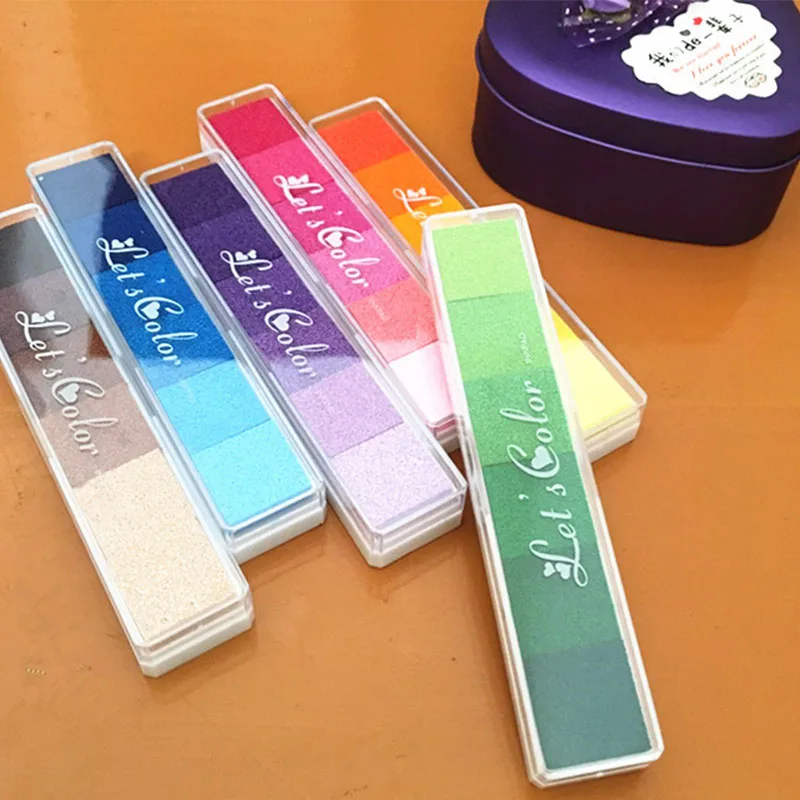 

1pc 6 Colors Gradient Inkpad Craft Oil Based DIY Ink Pads Fingerprint Stamp Pad for Scrapbooking Decoration Kids Gift