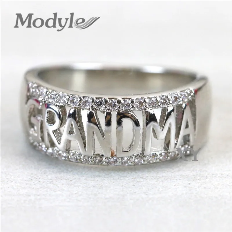

Modyle Hot Sale Silver Color Letter Ring for Women Female Bike Rings Mothers Grandma Christmas Gifts Jewelry