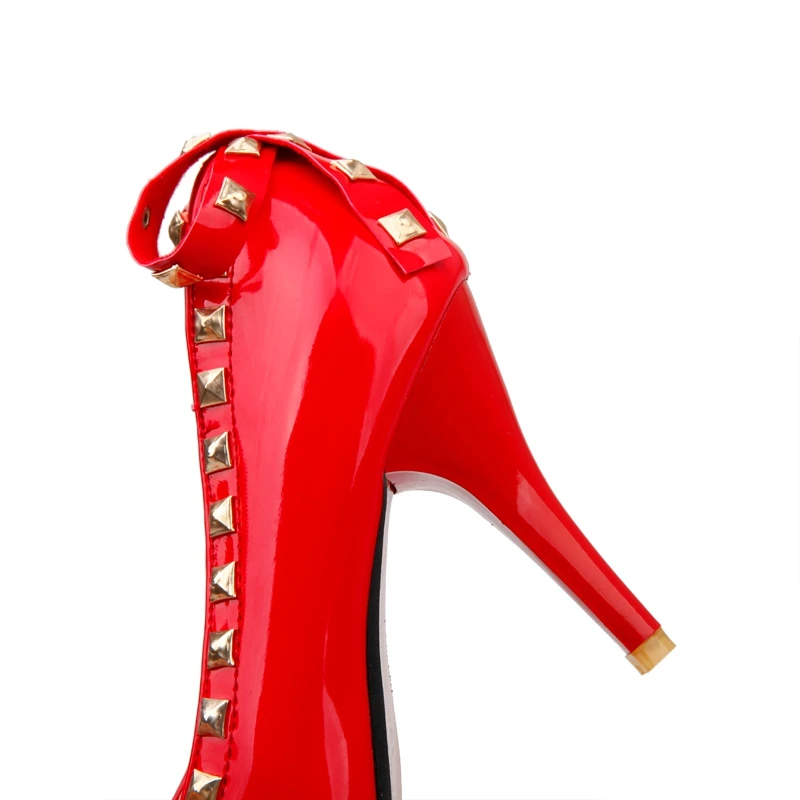 SIMLOVEYO/женские туфли-лодочки с заклепками; женская обувь на высоком каблуке 9 см с острым носком; лакированная кожа; блестящие шпильки Офисные вечерние туфли без застежки с бантом