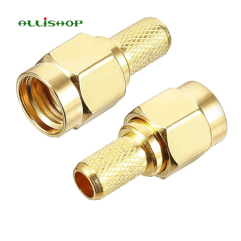 

ALLiSHOP RP SMA Male Plug RF Coax Connector Crimp for RG58,LMR195,RG142,RG400 Cable Straight Goldplated RP SMA Male Adapter