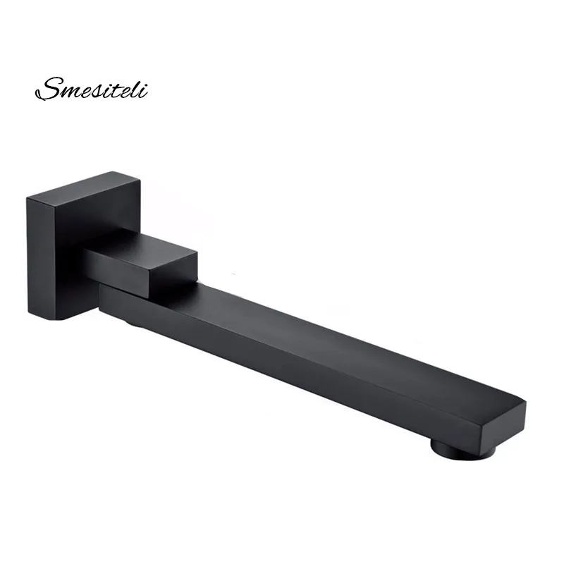 

Smesiteli Solid Brass Matte Black Finish Swivel Bath Spout Outlet Basin Bathtub Square G1/2 Wall End Filter Bathroom Faucet