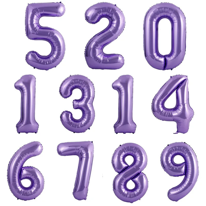 40 Inch Macaron Blue Pink Foil Number Balloons 0 1 2 3 4 5 6 7 8 9 Birthday Party Baby Shower Wedding Decoration Festival Ballon - Цвет: Purple