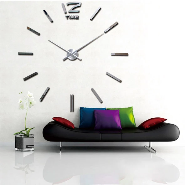 Новые Креативные большие настенные часы DIY 3D EVA наклейка на стену часы с зеркальным эффектом Роскошные художественные часы металлический механизм часов Horloge - Цвет: Серебристый