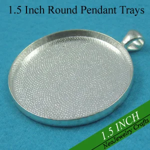 

38mm Silver Pendant Blanks, 1.5 Inch Cabochon Setting, Silver 38mm Pendant Blanks , 1 1/2 inch Cameo Setting, 1.5'' Pendant Tray