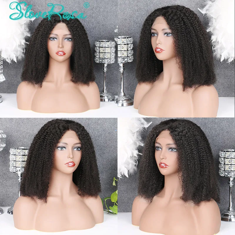 13X4 Синтетические волосы на кружеве парики 150% афро курчавые человеческие волосы парик предва Реми монгольские волосы парики Slove Rosa