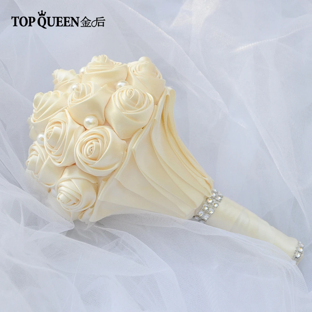 TOPQUEEN F31 дешевый искусственный цветок букет Перл и роза Свадебный букет невесты букет ручной работы букет Свадебный