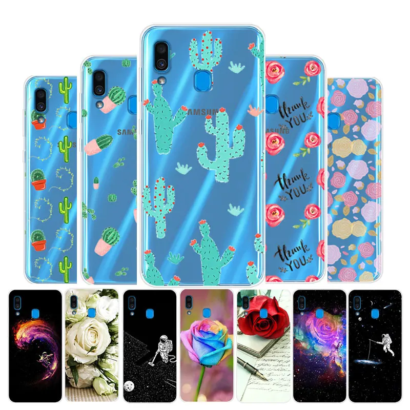 

For Samsung A30 Case 2019 Clear Soft TPU Case For Samsung Galaxy A30 A50 M20 M10 M30 A10 Cactus Flower Silicone Phone Back Cover
