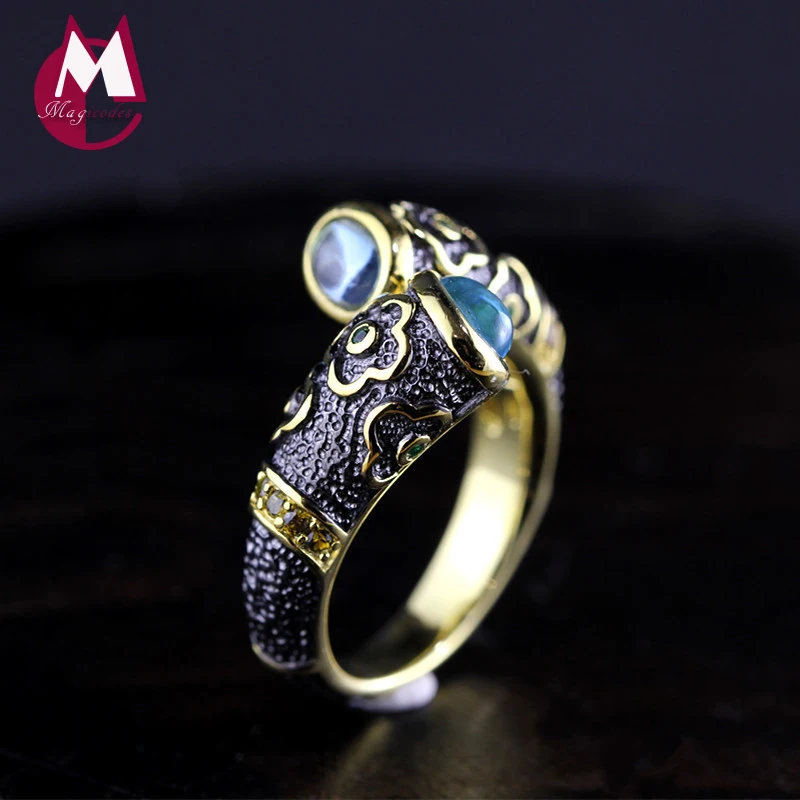 Женское кольцо из серебра 100% пробы с эмалью и топазом|ring for|rings for womenrings women silver |