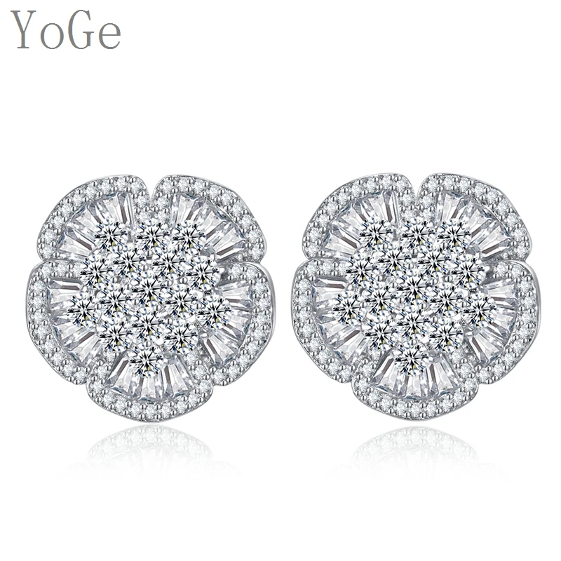 Серьги гвоздики в форме цветка с фианитом E3995|fashion stud earrings|stud earringsearrings fashion |