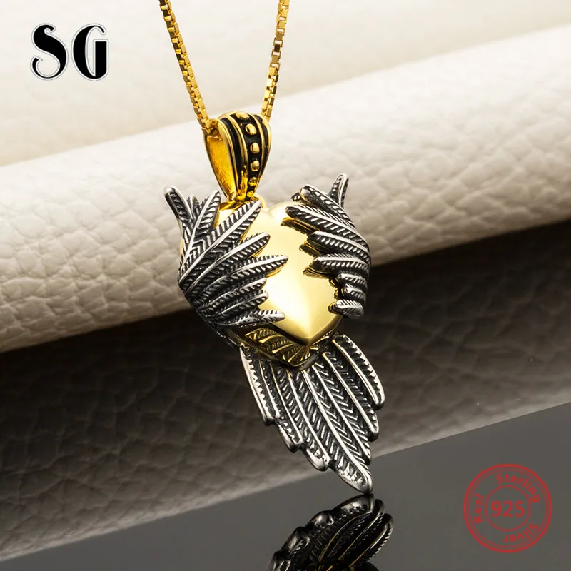 SG Горячая Распродажа, ожерелье с подвеской в виде крыльев сердца с цепочкой, ожерелье из стерлингового серебра 925 пробы, модное ювелирное изделие для женщин, подарки