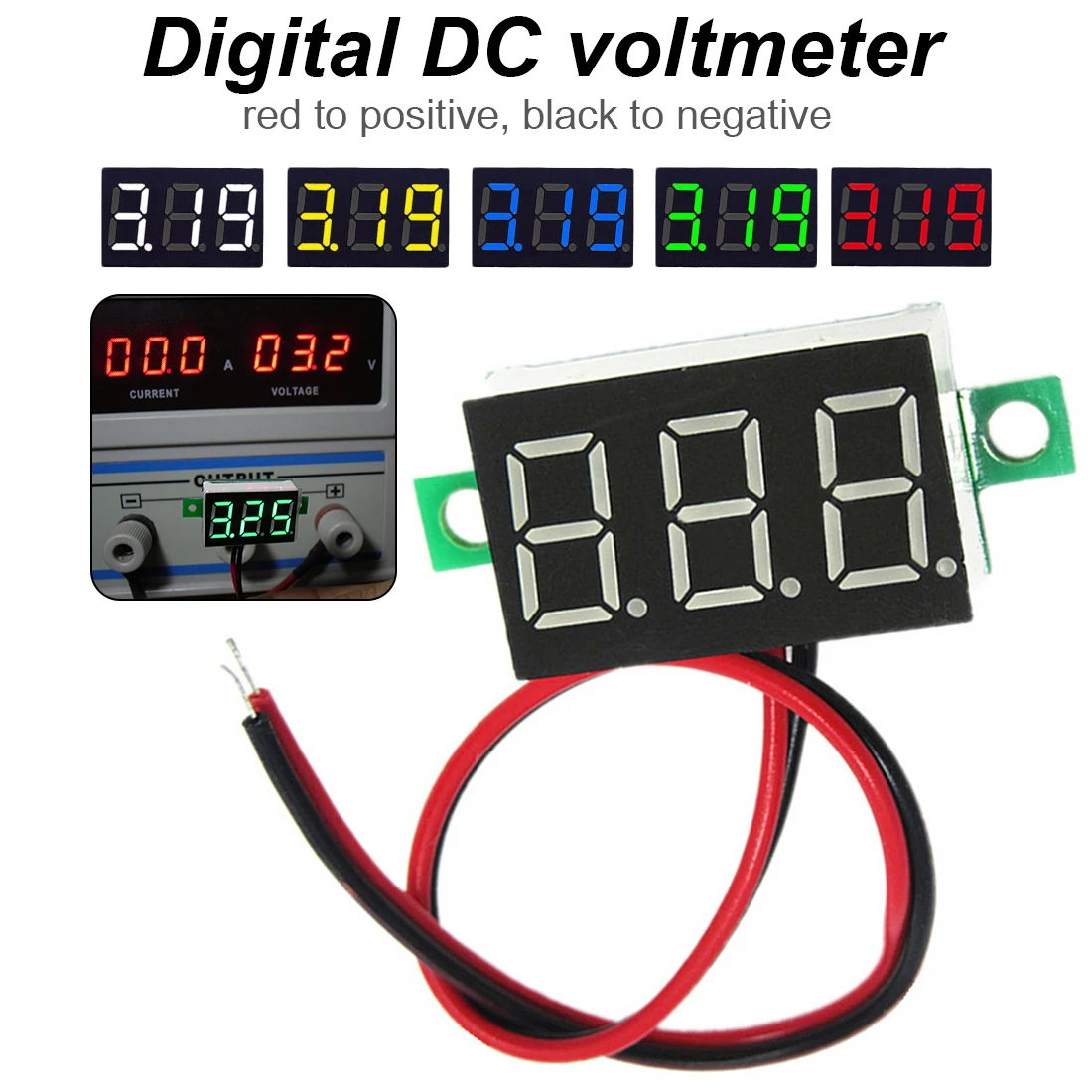 LED Digital Voltmeter Voltage Tester Meter 0.36 Inch 2.5V 30V LED