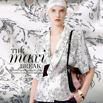 

104*83CM 17MM Elegant Print Silk Crepe De Chine for Women's Dress Blouse Jacket Feel Soft Comfortable Sell By Meter DE385