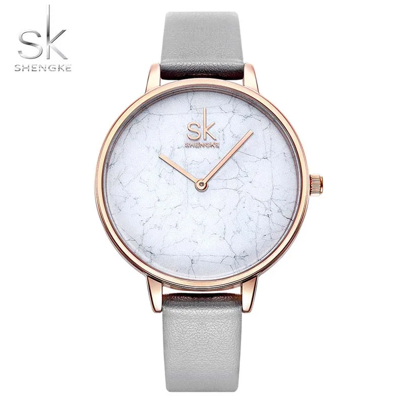 Новые часы sk для женщин ультра тонкие кварцевые часы с простым кожаным ремешком Relogio Masculino модные наручные часы - Цвет: gray