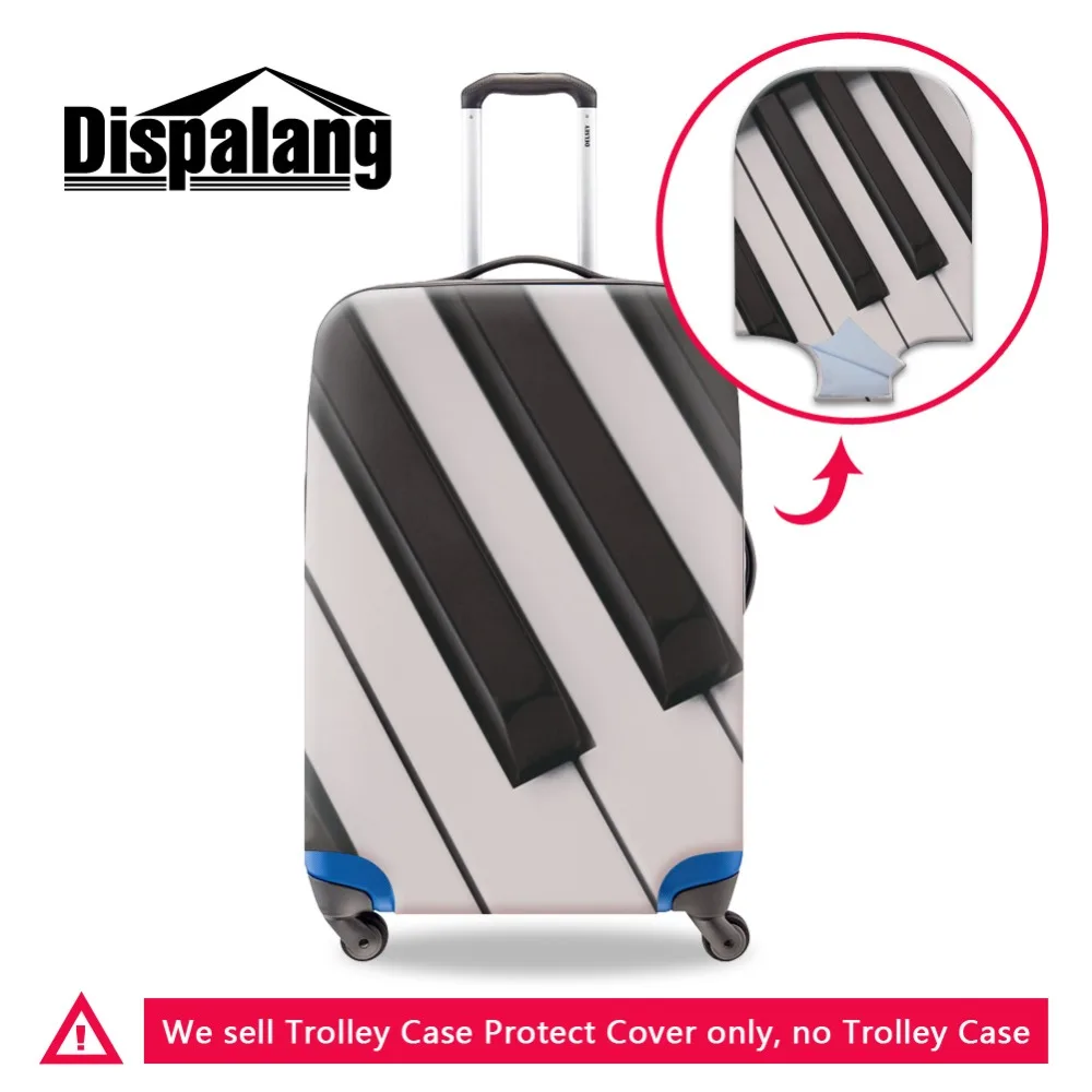 Dislapang фортепиано 3D шаблон чемодан Крышка Музыкальная нота Печать чемодан Крышка спандекс Молния чемодан протектор багаж крышка вещевой