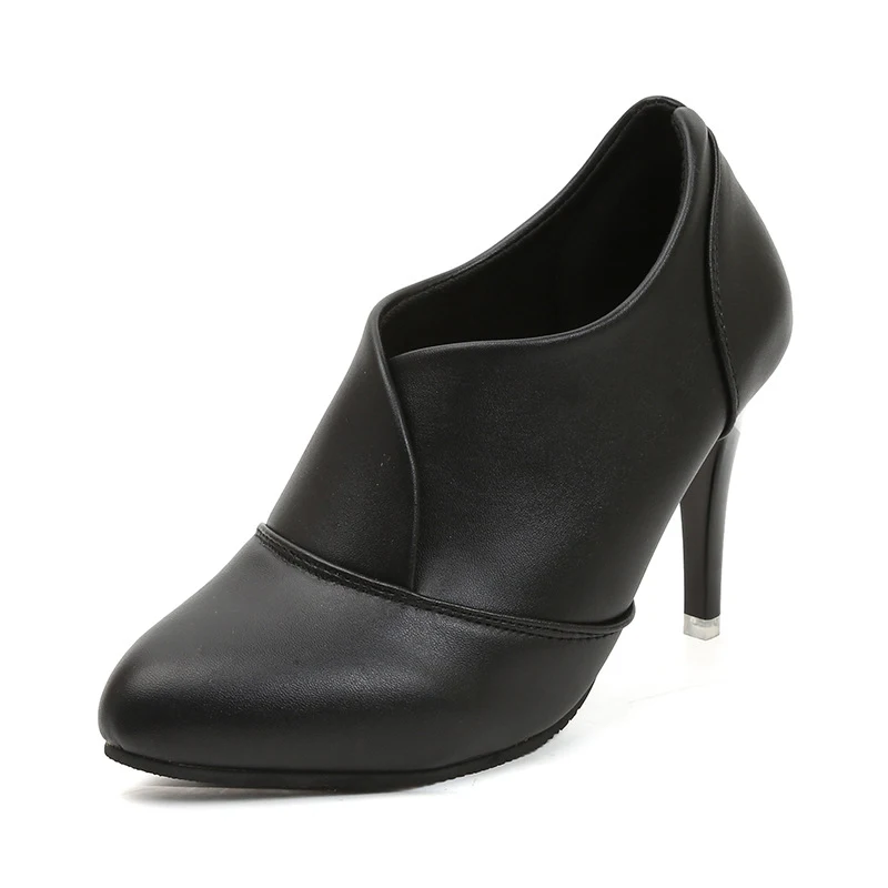 MCCKLE/модельные туфли для женщин; пикантные туфли-лодочки на высоком тонком каблуке; Модные женские слипоны с острым носком; Женская дышащая обувь; Mujer - Цвет: Balck