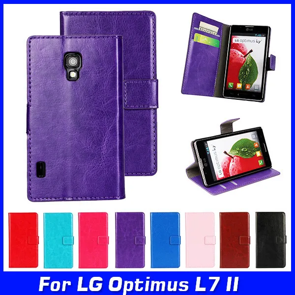 

Luxury Flip Wallet Leather Cover Case For LG Optimus L7 II P710 P713 L7X P714 Cell Phone Case Back Cover With Card Holder Stand