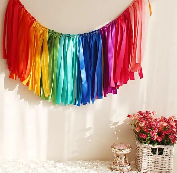 35CM Height Coloured Ribbon Garland For Wedding Party Decorationin