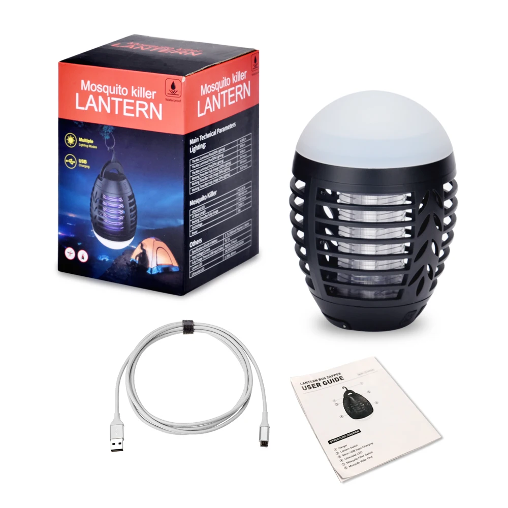 Водонепроницаемый Электрический Противомоскитный фонарь для кемпинга с защитой от насекомых, УФ светодиодный фонарь для палатки, светильник для ловли насекомых с зарядкой от USB