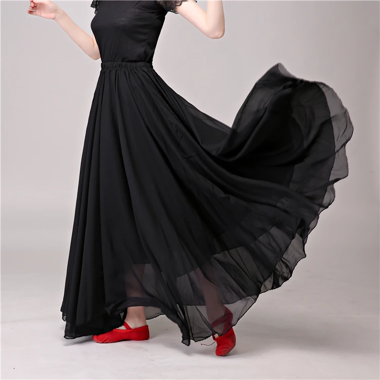 Юбка для фламенко, юбка для танца живота, шифоновая юбка для фламенко, Женская Современная Классическая танцевальная юбка, испанская Прямая поставка