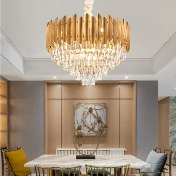 

New Crystal Chandelier Modern Living Room Lights Luxury Lobby LED Lights