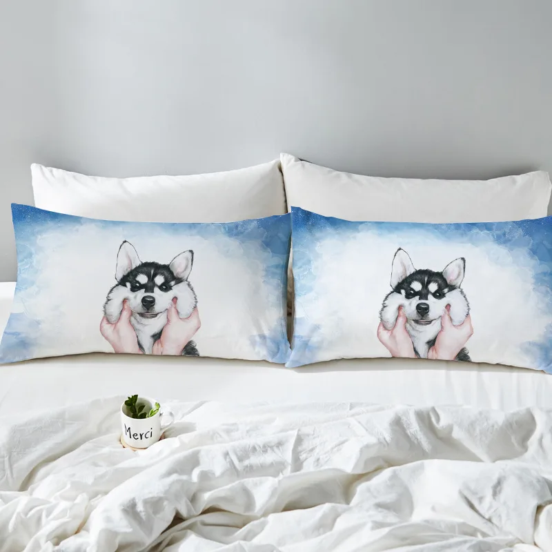 Set of 2 Cute Animal Pillow Cases Flamingos Husky Elephant Print Pillowcase Super Soft Cover for Wedding Valentine's Gift | Дом и сад