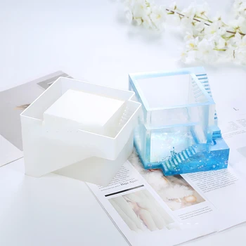 

Creative Stair Design DIY Crystal Epoxy Mold Jewelry Storage Box Silicone Mould Practical Soap Ornament Potted Plant Making Tool