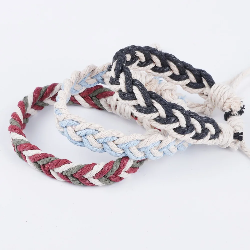 Cotton linen Handmade Wax String Bracelets Bangles For Friendship Women Braided Rope Cord Beach Jewelry Pulseras | Украшения и